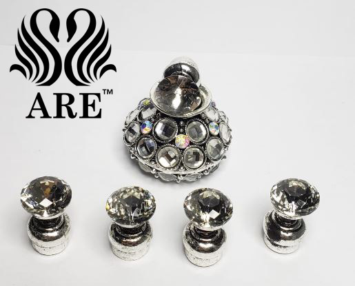 Base para tips con decoracion de Swarovski Plateado