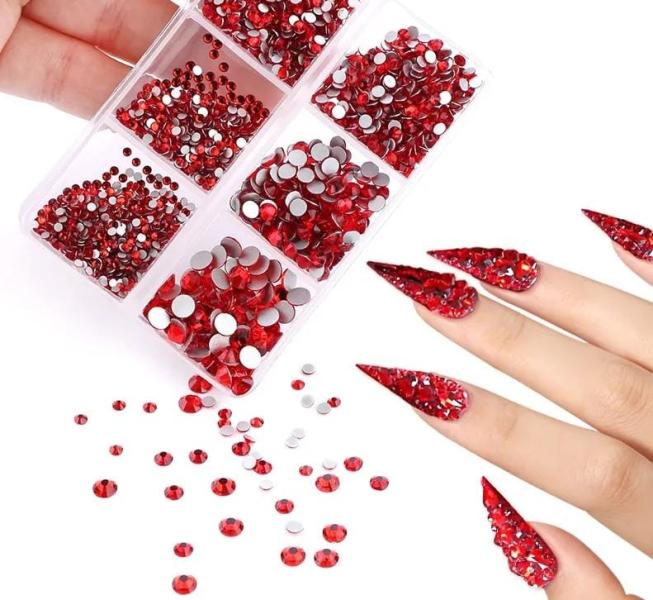 Caja de cristales rojos  mixtos acrilico