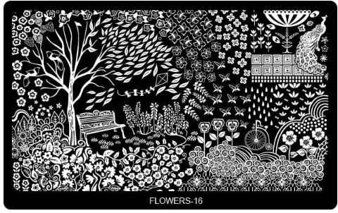 Placa de Stamping  Rectangular FLOWERS-16 Grande