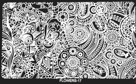 Placa de Stamping  Rectangular FLOWERS-17 Grande