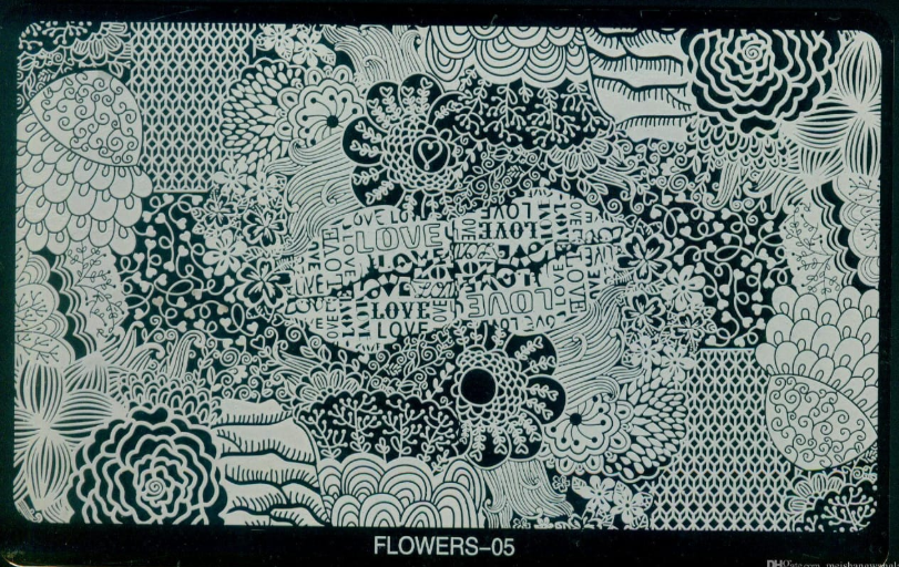 Placa de Stamping  Rectangular FLOWERS-05 Grande