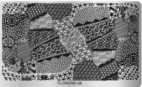 Placa de Stamping  Rectangular FLOWERS-08 Grande