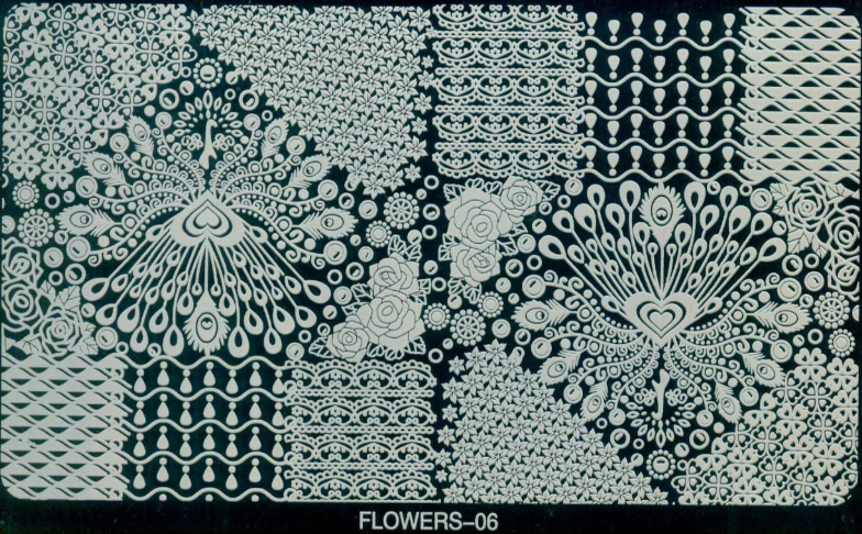Placa de Stamping  Rectangular FLOWERS-06 Grande