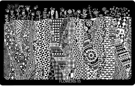 Placa de Stamping  Rectangular FLOWERS-15 Grande
