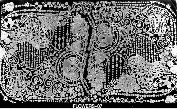 Placa de Stamping  Rectangular FLOWERS-07 Grande