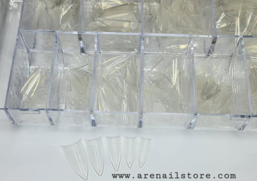 Caja de Tips Estiletto 500 Unidades Transparente
