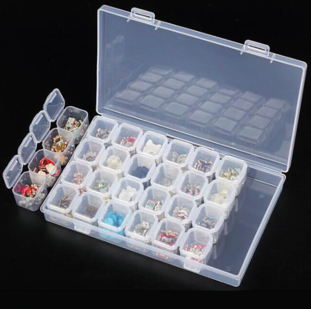 cajas plastica de 28 espacios para guardar decoraciones