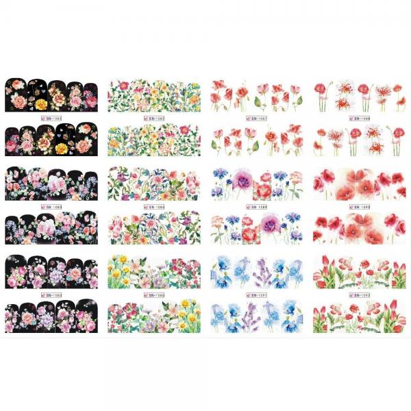 Sticker para U&ntilde;as  Decal de Agua BN1081 - BN1192 120 unidades