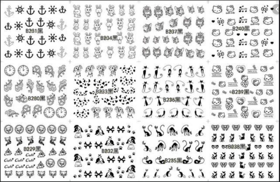 Sticker para U&ntilde;as  Decal de Agua B229 / B240 120 unidades