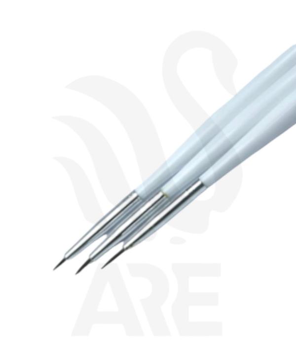 Kit De 3 Pinceles de dise&ntilde;o mango corto 0, 00, 000 blanco blanco