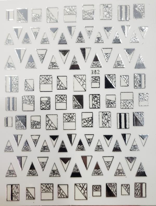 Sticker de Gel figuras geometricas  plateado 382