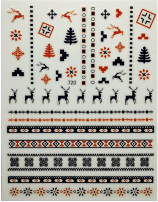 Sticker de Gel navidad azul y rojo blancas