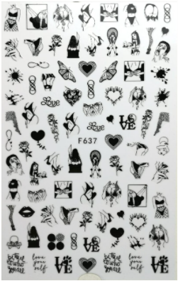 Sticker de Gel figuras y letras  F637 negras