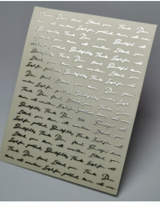 Sticker de Gel figuras LETRAS MANUSCRITA PLATEADO