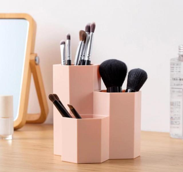 Organizador Porta Pinceles de Acrilico Rosado