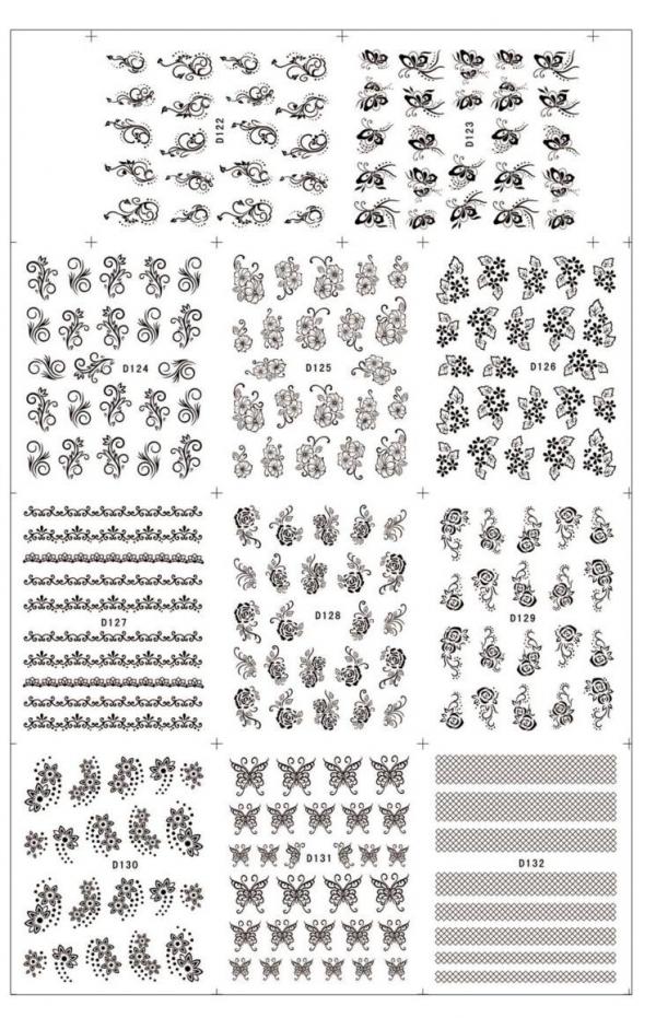 Sticker para U&ntilde;as  Decal de Agua D122 / D132 120 unidades