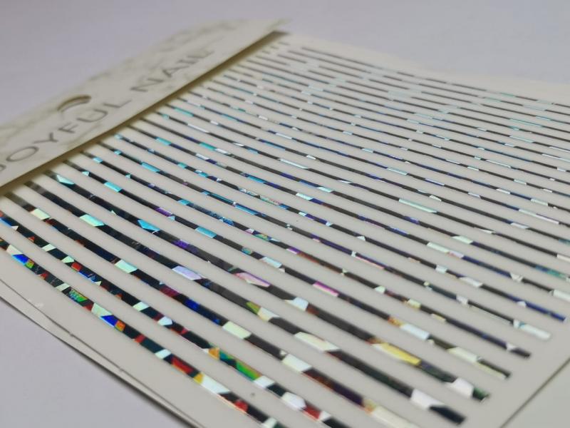 Sticker lineas Holografico Plateado