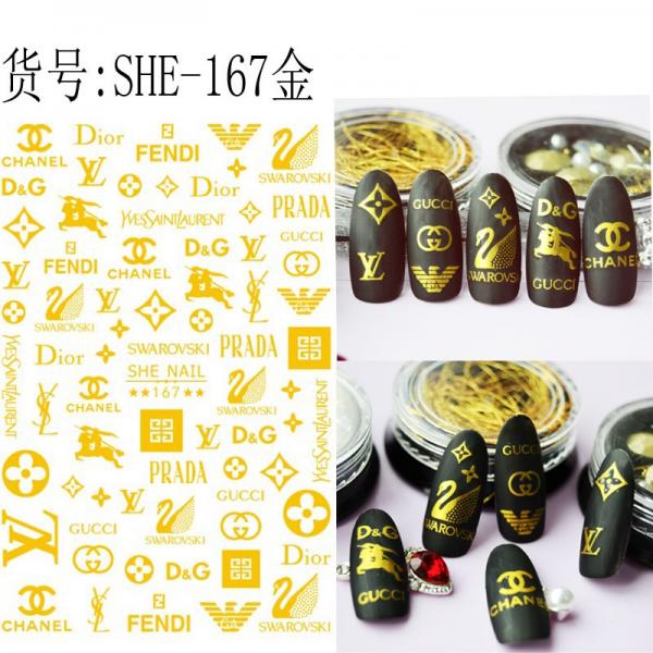 Sticker de Gel 3D para U&ntilde;as letras PRADA doradas