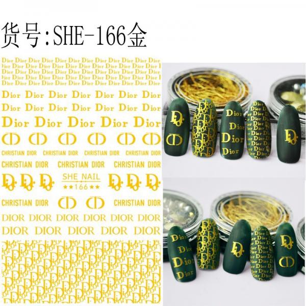 Sticker de Gel 3D para U&ntilde;as letras Dior doradas