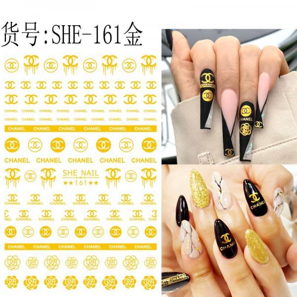 Sticker de Gel 3D para U&ntilde;as letras CHANEL doradas