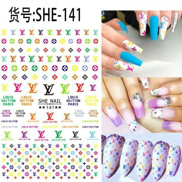 Sticker de Gel 3D para U&ntilde;as letras LOUIS VUITTON Colores