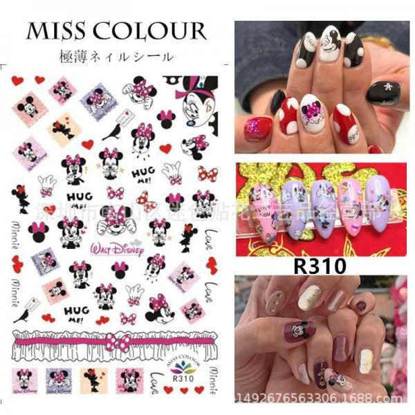 Sticker de Gel 3D para U&ntilde;as letras MINNIE LAZO ROSADO ROSADO