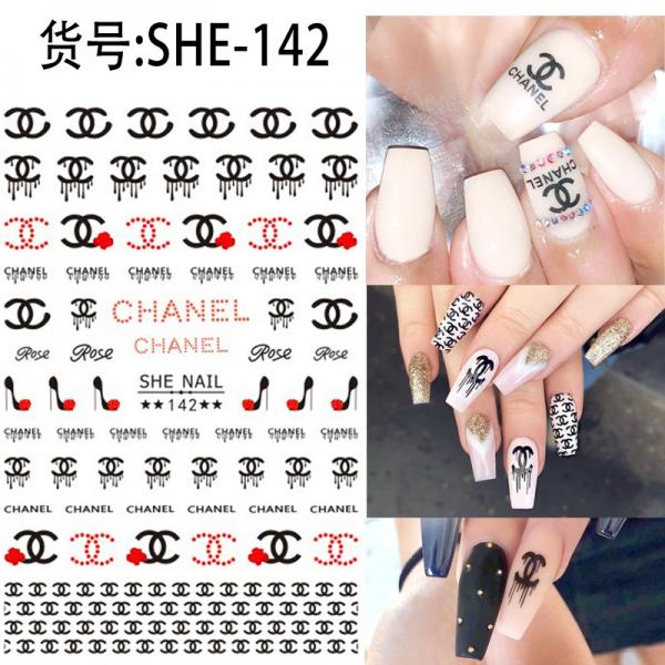 Sticker de Gel 3D para U&ntilde;as letras Chanel negras