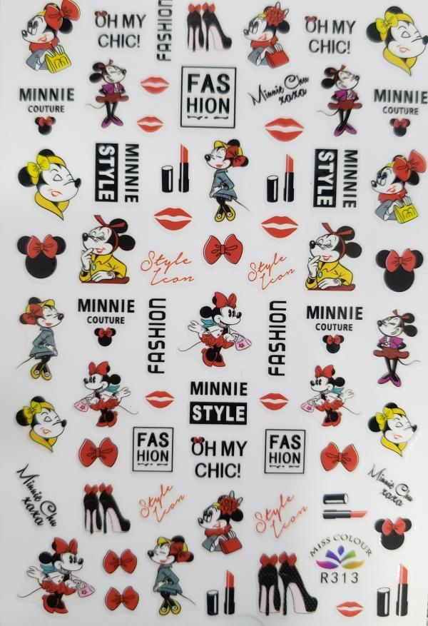 Sticker de Gel 3D para U&ntilde;as Minnie fashion colores