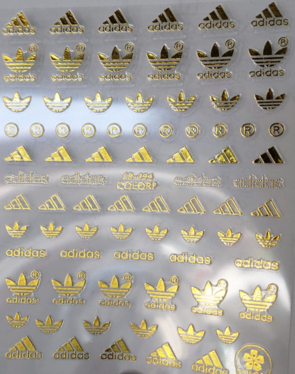 Sticker de Gel 3D para U&ntilde;as ADIDAS DORADO