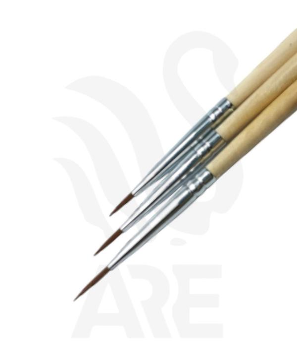 Kit De 3 Pinceles  LINNER 0, 00, 000 MADERA MADERA