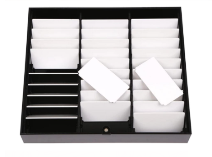 Caja Plastica exhibidora de muestras de dise&ntilde;o Negra