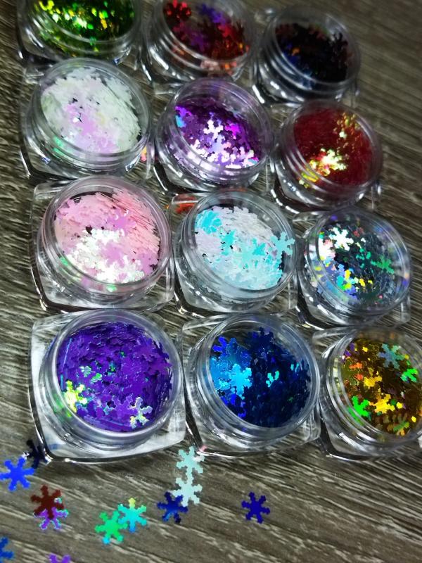 Caja decoracion copitos de nieve 12 colores 12 colores