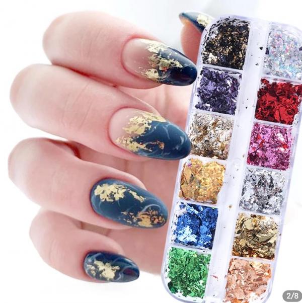 Caja decorativa hoja de oro de  colores flake