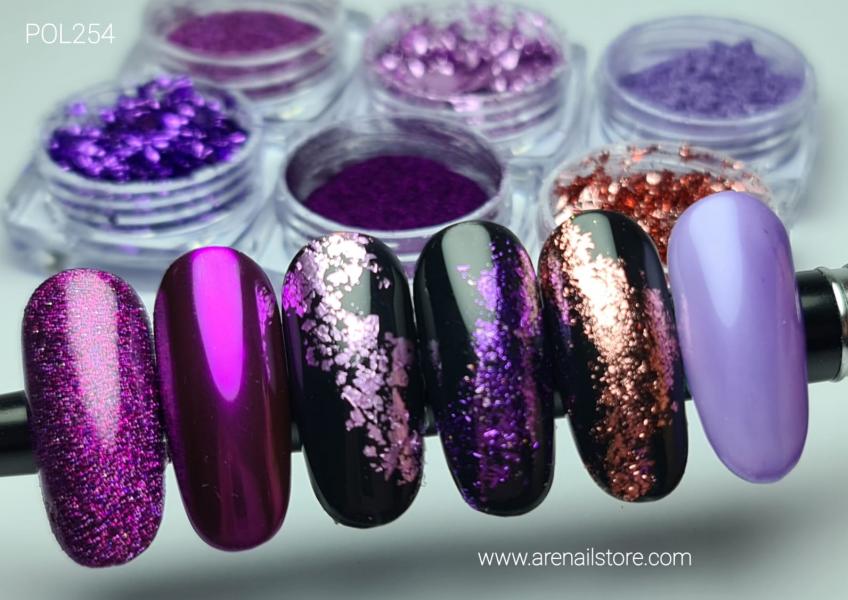 Caja de efectos de 6 colores  flakes morados