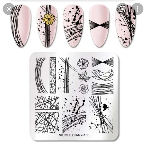 Placa de Stamping cuadrada NICOLE DIARY-156 arte lineas