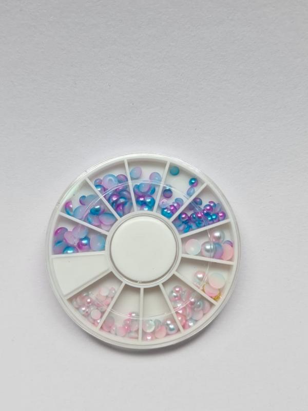 carrusel  cristales celeste y blanco