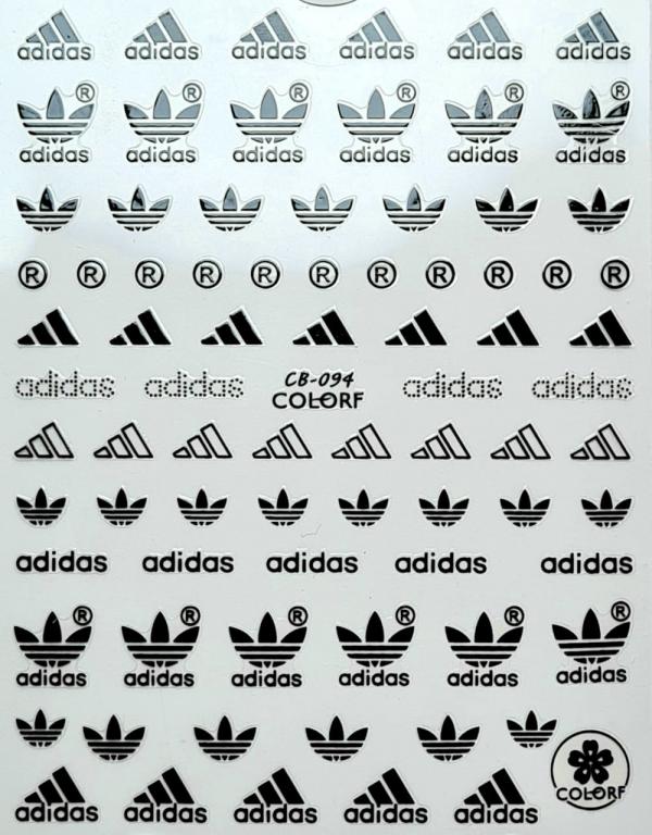 Sticker de Gel 3D para U&ntilde;as ADIDAS negro