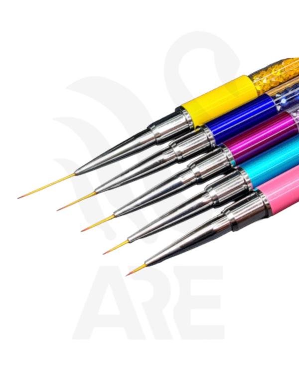 Kit De 5 Pinceles  LINNER 0, 00, 000 Con cristales de colores