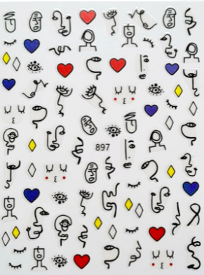 Sticker caras y corazones  897