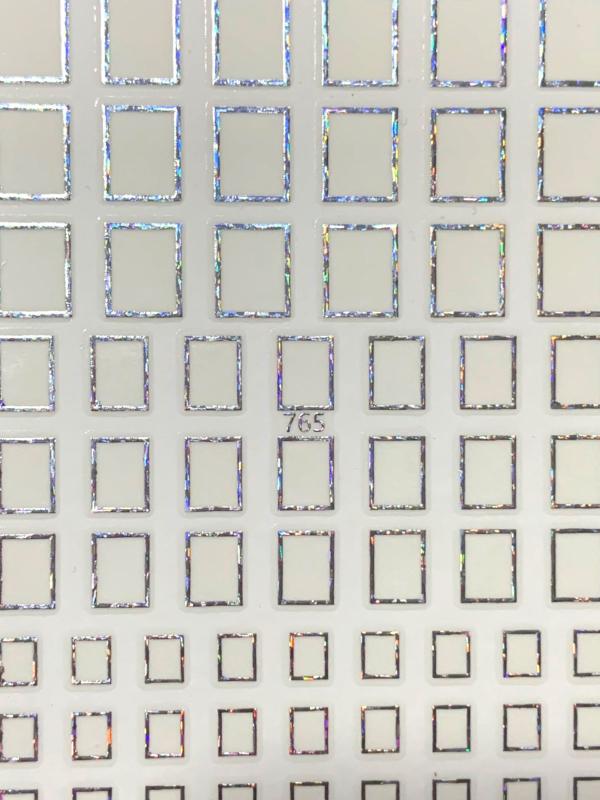 Sticker cuadros plateado holografico 765