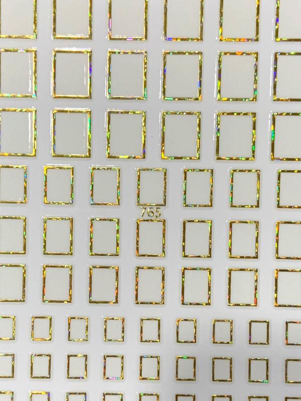 Sticker cuadros dorado holografico 765