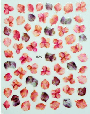 Sticker flores  petalos y hojas rosa 825