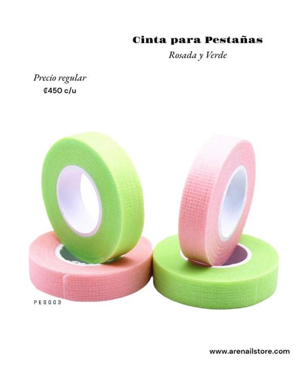 CINTA ADHESIVA MICROPORO PARA PESTA&Ntilde;AS ROSADO Y VERDE