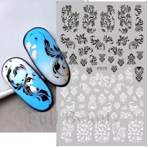 Sticker de Gel figuras hojas negras y blancas F570