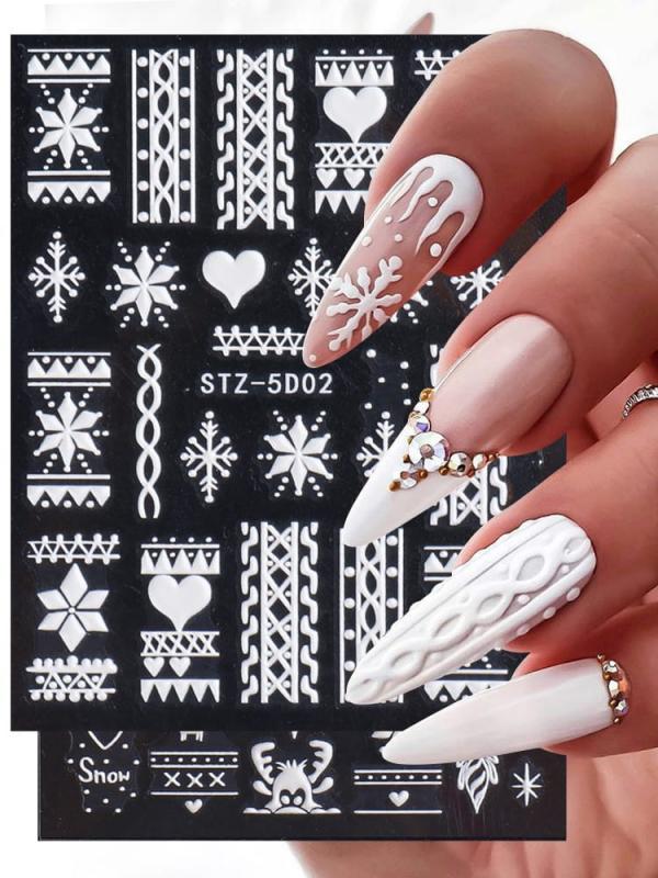 Sticker 3d    TEJIDO Y CORAZONES  STZ 5D02 BLANCO