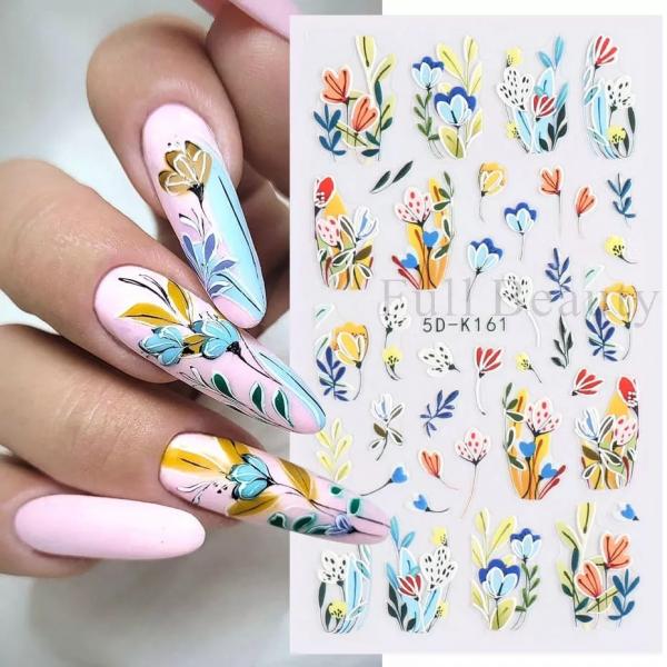 Sticker GEL 5D K 161 FLORES TULIPAN AZUL