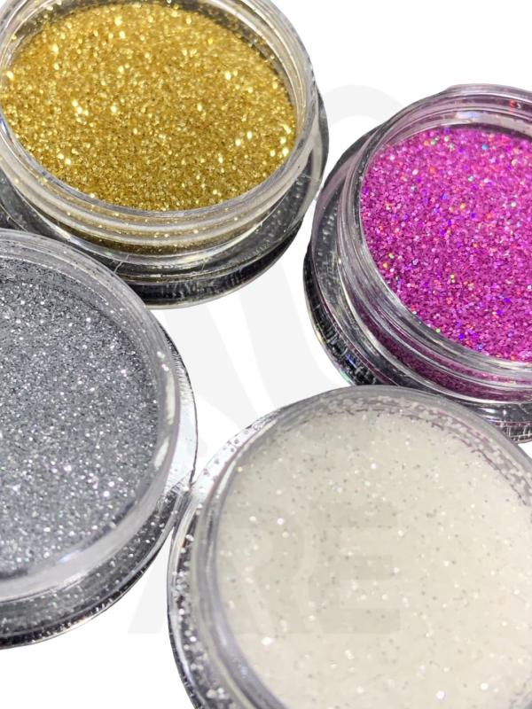 Coleccion Glitter 5gm c/u  Dorado-Morado-Plata-Blanco