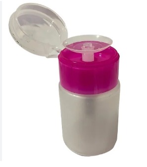 Dispensador de Acetona peque&ntilde;o blanco con rosado