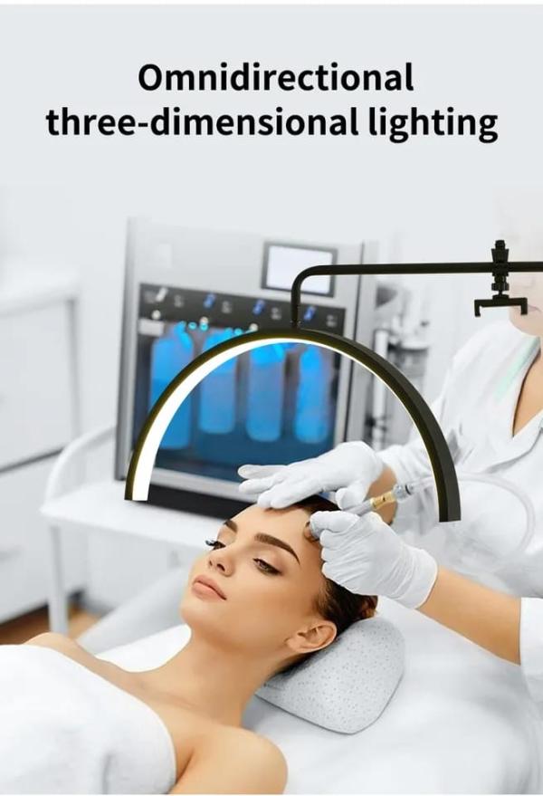 Lampara de iluminaci&oacute;n media luna de pie negra