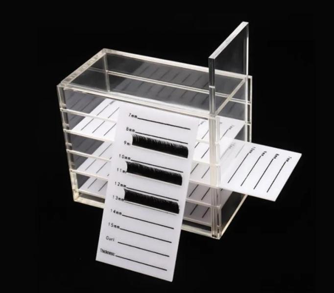 Caja organizadora de pesta&ntilde;as transparente